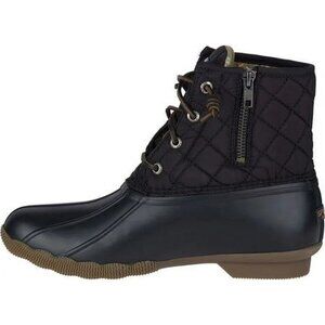 Sperry Women's 12 Black Quilted Saltwater Rain Rubber Duck Boots